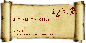 Ördög Rita névjegykártya